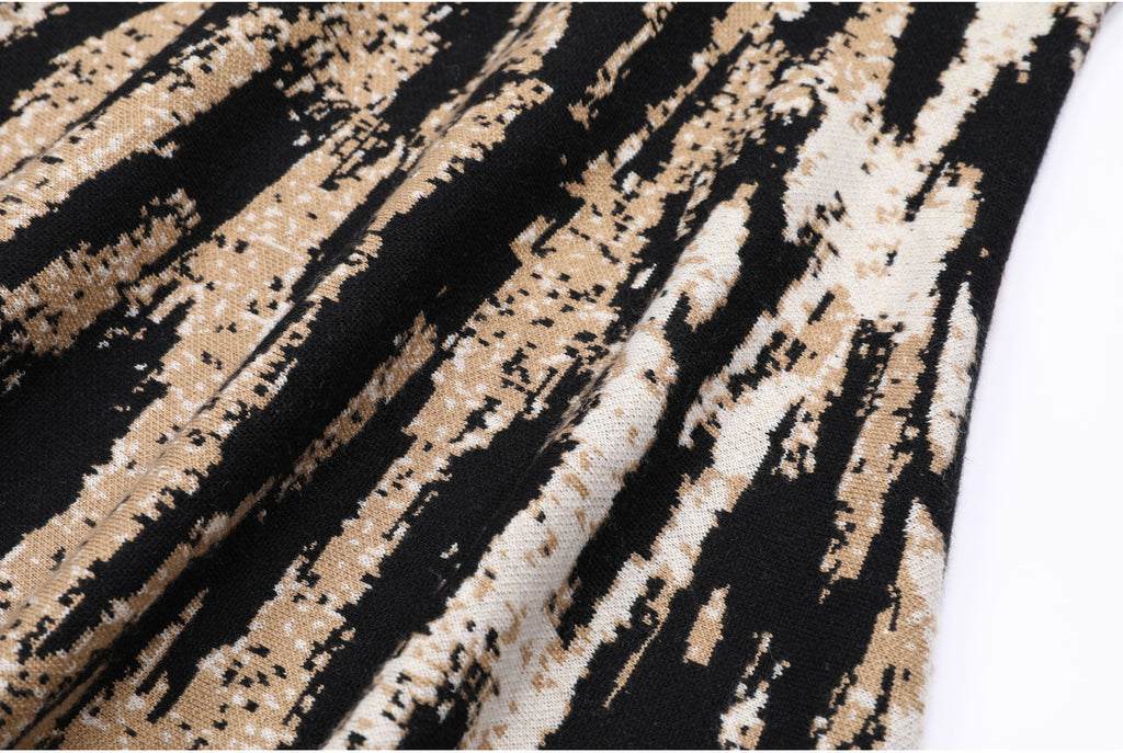Close-up of dress skirt's jacquard pattern and structure