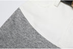 Gray skirt colorblock waist detail with white fabric