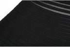 Lower skirt detail of black striped knit dress fabric