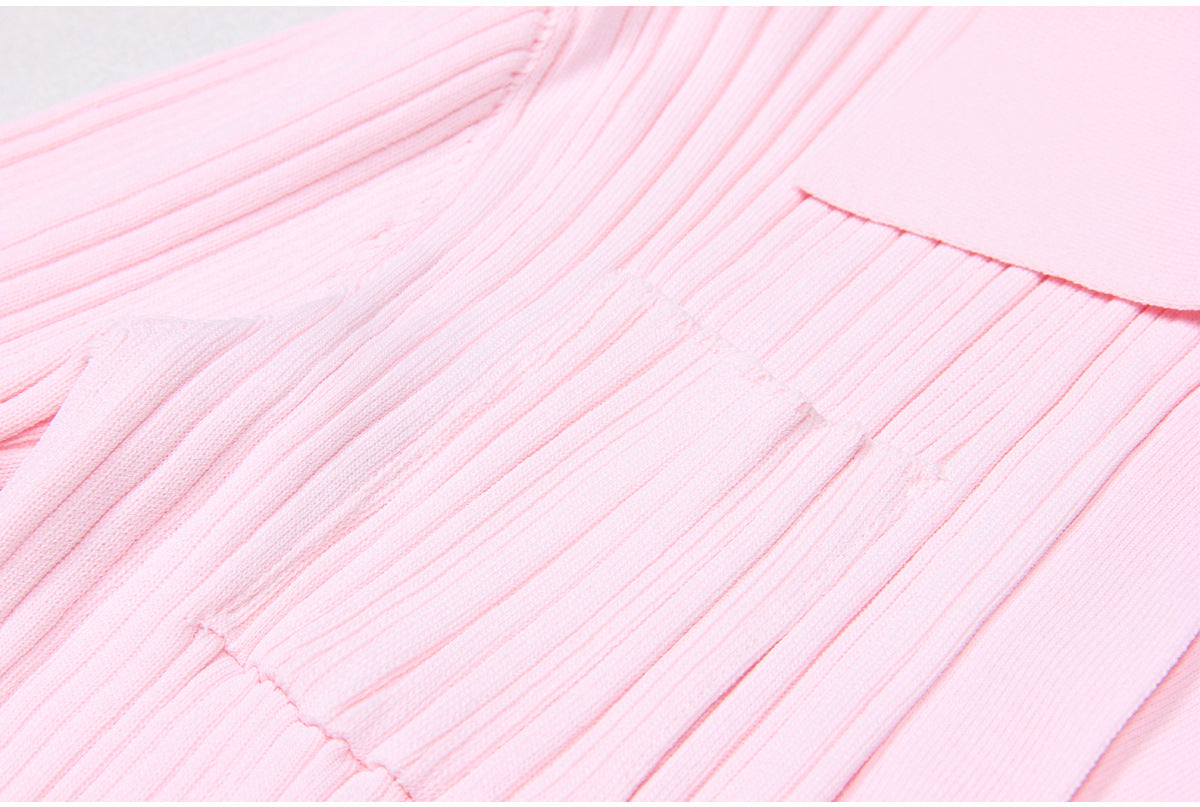 Close-up of dress front pockets and chest detail