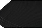 Close-up of black knit fabric with horizontal stripes