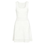White sleeveless knit striped dress front view