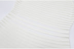 Midsection detail white striped knit dress showing stripes