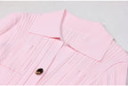 Close-up of pink dress collar and chest details