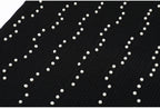 Detailed pattern of pearls on black ribbed knit fabric