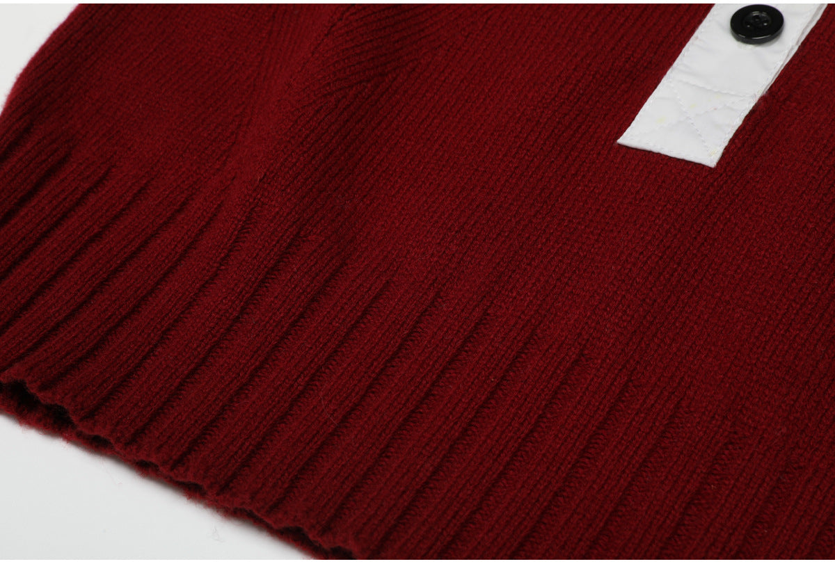 Ribbed hem detail on wine red knit top