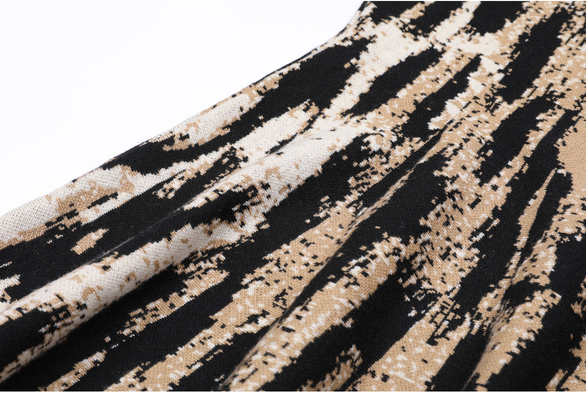 Detailed texture of dress hem and knit material
